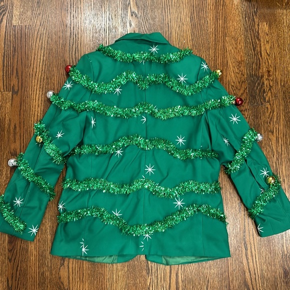 TIPSY ELVES Women’s Gaudy Ornament Green Garland Christmas party Blazer Sz M NWT - Picture 11 of 12